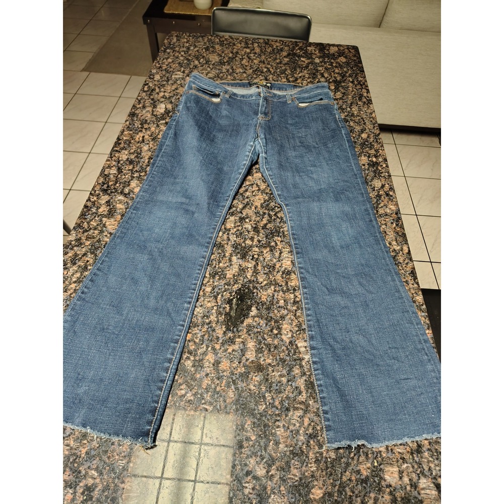 Lucky Brand Lolita Bootcut Jeans Womens 10/30 Blue Denim Raw Hem Mid Rise